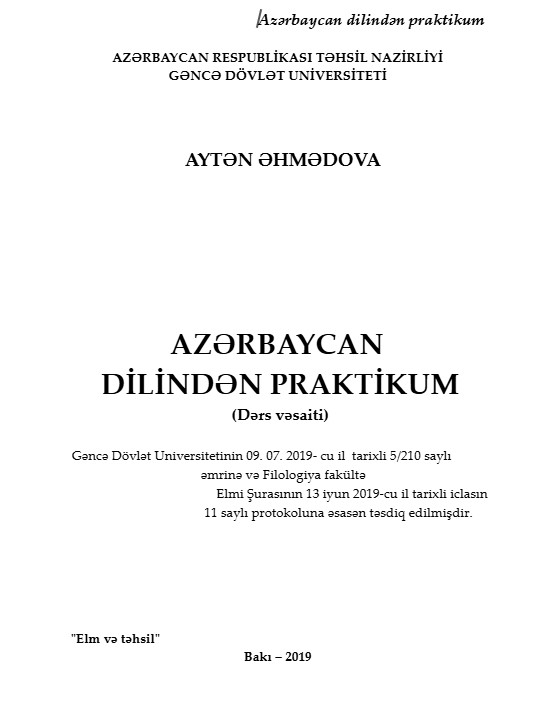  Azərbaycan dilindən praktikum. Dərs vəsaiti