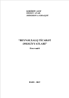 “BEYNƏLXALQ TİCARƏT ƏMƏLİYYATLARI” (Dərs vəsaiti)