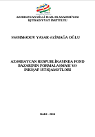 Azərbaycan Respublikasında  fond bazarının formalaşması və inkişaf istiqamətləri