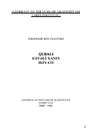 QUBALI FƏTƏLİ XANIN HƏYATI