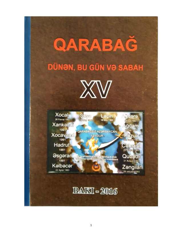 Qarabağ dünən, bu gün və sabah XV ci elmi-əməli konfransının materialları toplusu