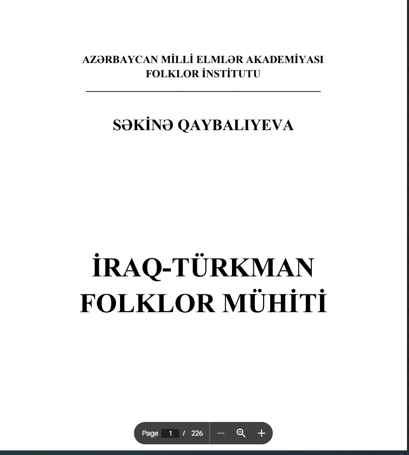 Səkinə Qaybalıyeva. İraq-türkman folklor mühiti.