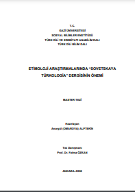 Etimoloji Araştırmalarında " Sovetskaya Türkologia" Dergisinin Önemi